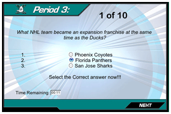 Mighty Ducks Powerplay trivia Mighty Ducks Powerplay trivia: What NHL team became an expansion franchise at the same time as the Ducks? 1. Phoenix Coyotes. 2. Florida Panthers. 3. San Jose Sharks. Select the correct answer now!